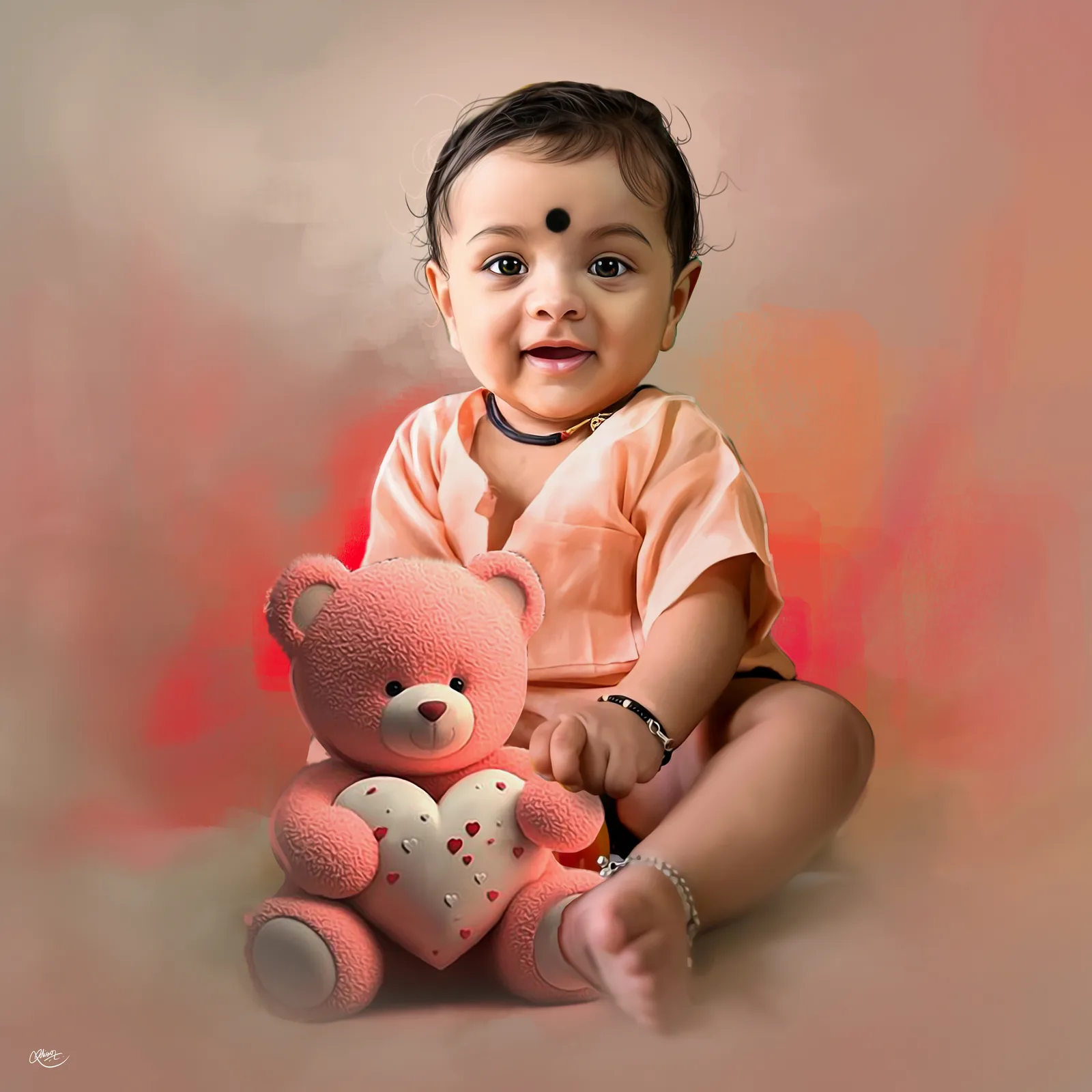 Playful Joy with Teddy Bear